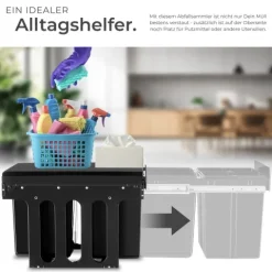 Abfallsammler tectake Ashlyn 35 x 48 x 35 cm 3-fach Mülltrennung, 2x8L und 1x15L schwarz