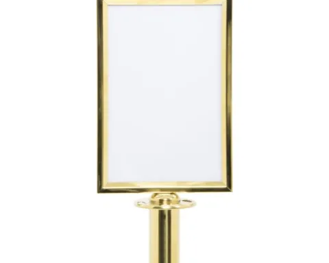 Absperrpfosten Aufsatz Informationsschild Classic Edelstahl DIN A4 gold