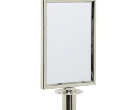 Absperrpfosten Aufsatz Informationsschild Classic Edelstahl DIN A4 chrom