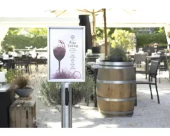 Absperrpfosten Aufsatz Informationsschild Edelstahl für ausziehbar DIN A4 chrom