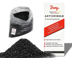 Aktivkohle Nachfüllpack von JUNG - Kompatibler Ersatz für alle Dunstabzugshauben - 2er Pack (2x4 kg) Nachfüllpack, Aktivkohle Pellets in Herstellerqualität - Made in Germany