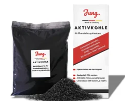 Aktivkohle Nachfüllpack von JUNG - Kompatibler Ersatz für alle Dunstabzugshauben - 2er Pack (2x4 kg) Nachfüllpack, Aktivkohle Pellets in Herstellerqualität - Made in Germany