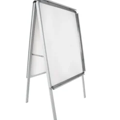 Aluminium Plakatständer tectake inklusive 2 Schutzfolien DIN A1, doppelseitig, klappbar grau