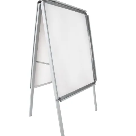 Aluminium Plakatständer tectake inklusive 2 Schutzfolien DIN A1, doppelseitig, klappbar grau