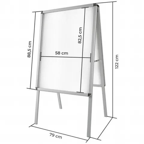 Aluminium Plakatständer tectake inklusive 2 Schutzfolien DIN A1, doppelseitig, klappbar grau