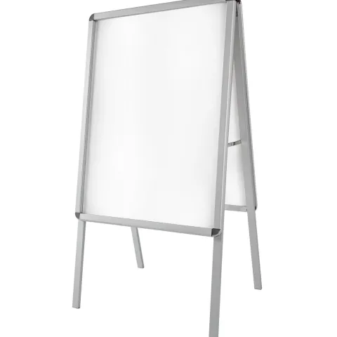 Aluminium Plakatständer tectake inklusive 2 Schutzfolien DIN A1, doppelseitig, klappbar grau