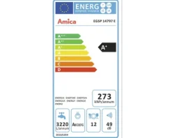 Amica Teilintegrierter Geschirrspüler 60 cm für 12 Maßgedecke 11 l 49 dB (A) EGSP 14797-1 E