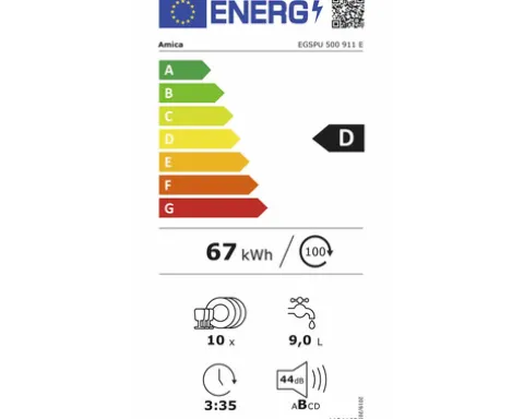 Amica Teilintegrierter Geschirrspüler 45 cm für 10 Maßgedecke 9 l 44 dB (A) EGSPU 500 911 E
