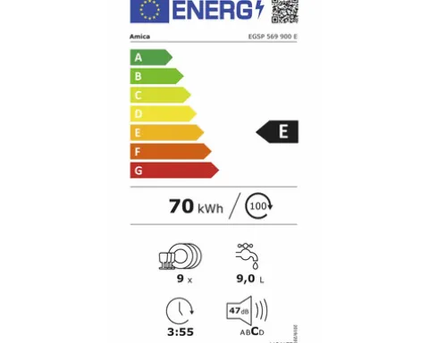 Amica Teilintegrierter Geschirrspüler 45 cm für 9 Maßgedecke 9 l 47 dB (A) EGSP 569 900 E