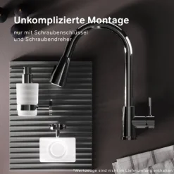 AM.PM Küchenarmatur mit Ausziehauslauf , Zwei Betriebsarten des Auslaufs – Dusche und Strahl, um 360 Grad drehbar F85B07500