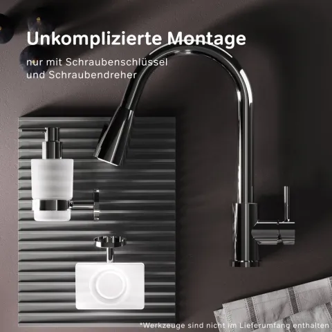 AM.PM Küchenarmatur mit Ausziehauslauf , Zwei Betriebsarten des Auslaufs – Dusche und Strahl, um 360 Grad drehbar F85B07500