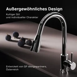 AM.PM Küchenarmatur mit Ausziehauslauf , Zwei Betriebsarten des Auslaufs – Dusche und Strahl, um 360 Grad drehbar F85B07500