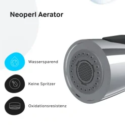 AM.PM Küchenarmatur mit Ausziehauslauf , Zwei Betriebsarten des Auslaufs – Dusche und Strahl, um 360 Grad drehbar F85B07500