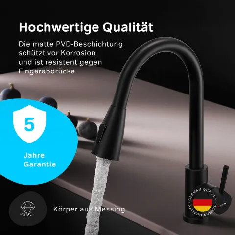 AM.PM Küchenarmatur mit Ausziehauslauf , Zwei Betriebsarten des Auslaufs – Dusche und Strahl, um 360 Grad drehbar F85B07522