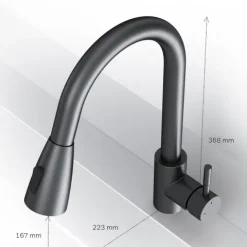 AM.PM Küchenarmatur mit Ausziehauslauf , Zwei Betriebsarten des Auslaufs – Dusche und Strahl, um 360 Grad drehbar F85B07522