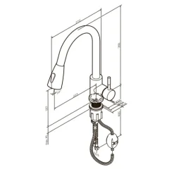 AM.PM Küchenarmatur mit Ausziehauslauf , Zwei Betriebsarten des Auslaufs – Dusche und Strahl, um 360 Grad drehbar F85B07522