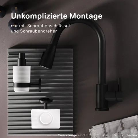 AM.PM Küchenarmatur mit Ausziehauslauf , Zwei Betriebsarten des Auslaufs – Dusche und Strahl, um 360 Grad drehbar F85B07522