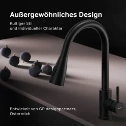 AM.PM Küchenarmatur mit Ausziehauslauf , Zwei Betriebsarten des Auslaufs – Dusche und Strahl, um 360 Grad drehbar F85B07522