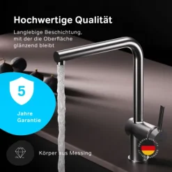 AM.PM Küchenarmatur um 360 Grad drehbar, Küchenarmatur mit Einhebelmischer Hoher Auslauf F8F05011