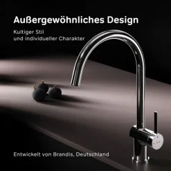 AM.PM Küchenarmatur um 360 Grad drehbar, Küchenarmatur mit Einhebelmischer Hoher Auslauf F8F07000
