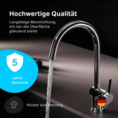 AM.PM Küchenarmatur um 360 Grad drehbar, Küchenarmatur mit Einhebelmischer Hoher Auslauf F8F07000