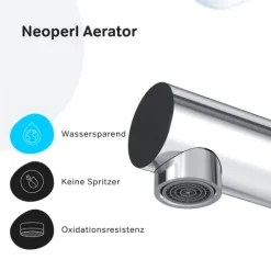 AM.PM Küchenarmatur um 360 Grad drehbar, Küchenarmatur mit Einhebelmischer Hoher Auslauf F8F05000