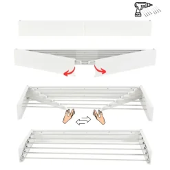 Ausziehbarer Balkon-Wäscheständer Foxydry Hide 101 cm aus Aluminium – wetterfest, platzsparend, Tragkraft 25 kg