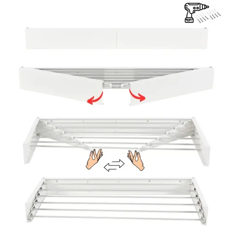 Ausziehbarer Balkon-Wäscheständer Foxydry Hide 101 cm aus Aluminium – wetterfest, platzsparend, Tragkraft 25 kg