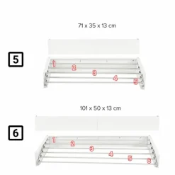 Ausziehbarer Balkon-Wäscheständer Foxydry Hide 71 cm aus Aluminium – wetterfest, platzsparend, Tragkraft 25 kg