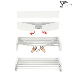 Ausziehbarer Balkon-Wäscheständer Foxydry Hide 71 cm aus Aluminium – wetterfest, platzsparend, Tragkraft 25 kg