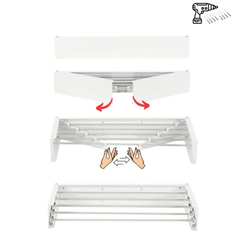 Ausziehbarer Balkon-Wäscheständer Foxydry Hide 71 cm aus Aluminium – wetterfest, platzsparend, Tragkraft 25 kg