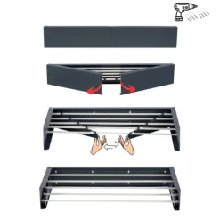 Ausziehbarer Balkon-Wäscheständer Foxydry Hide 71 cm aus Aluminium – wetterfest, platzsparend, Tragkraft 25 kg