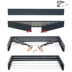 Ausziehbarer Balkon-Wäscheständer Foxydry Hide 101 cm aus Aluminium – wetterfest, platzsparend, Tragkraft 25 kg