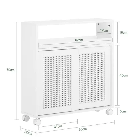 Badezimmerschrank mit Rollen, höhenverstellbaren Böden und weißer Nische BZR119-W