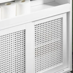 Badezimmerschrank mit Rollen, höhenverstellbaren Böden und weißer Nische BZR119-W