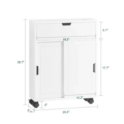 Badezimmerschrank mit Rollen, Schiebetüren und weißer Klappe BZR31-W