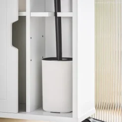 Badezimmerschrank mit Rollen, Schiebetüren und weißer Klappe BZR31-W