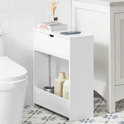 Badezimmerschrank mit Toilettenpapier- und Reinigungsmittelablage in Weiß BZR48-W