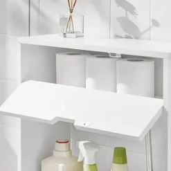 Badezimmerschrank mit Toilettenpapier- und Reinigungsmittelablage in Weiß BZR48-W