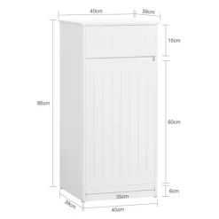 Badezimmerschrank mit Wäschekorb und weißer Schublade BZR110-W