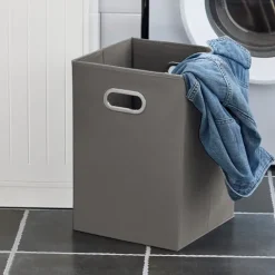 Badezimmerschrank mit Wäschekorb und weißer Schublade BZR110-W