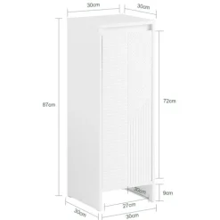 Badezimmerschrank mit Wäschesammler und Kipptür in Weiß BZR154-W