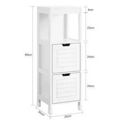 Badezimmerschrank mit 2 Körben in Weiß aus hochwertigem Material für Bad und Gäste-WC stilvoll und platzsparend FRG127-W