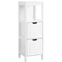 Badezimmerschrank mit 2 Körben in Weiß aus hochwertigem Material für Bad und Gäste-WC stilvoll und platzsparend FRG127-W