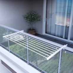 Balkon-Wäscheständer Foxydry Duo 118 cm aus Aluminium – beidseitig klappbar, wetterfest, Tragkraft 15 kg