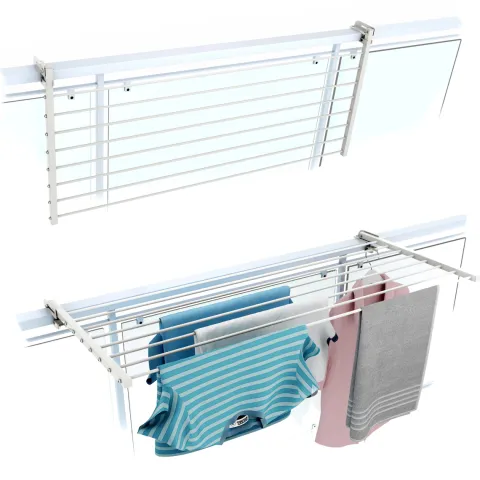 Balkon-Wäscheständer Foxydry Duo 118 cm aus Aluminium – beidseitig klappbar, wetterfest, Tragkraft 15 kg