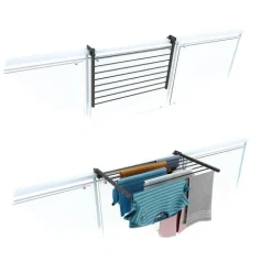 Balkon-Wäscheständer Foxydry Duo 82 cm aus Aluminium – beidseitig klappbar, wetterfest, Tragkraft 15 kg
