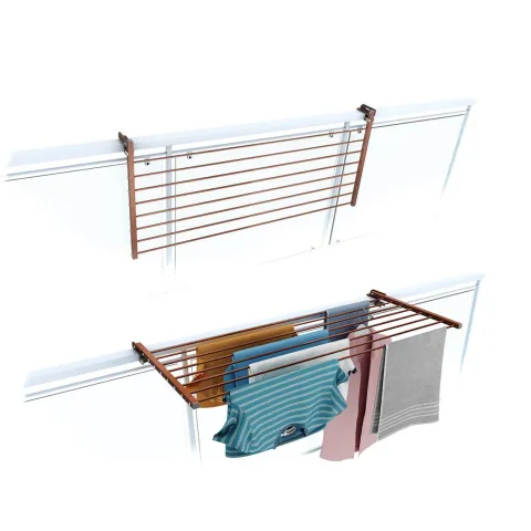 Balkon-Wäscheständer Foxydry Duo 118 cm aus Aluminium – beidseitig klappbar, wetterfest, Tragkraft 15 kg