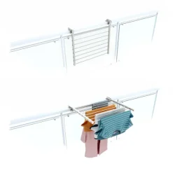 Balkon-Wäscheständer Foxydry Duo 62 cm aus Aluminium – beidseitig klappbar, wetterfest, Tragkraft 15 kg