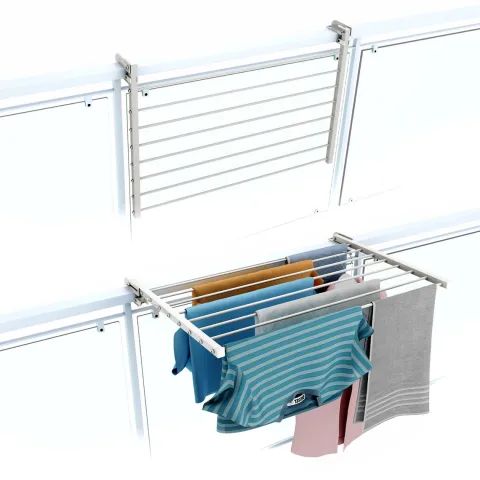 Balkon-Wäscheständer Foxydry Duo 82 cm aus Aluminium – beidseitig klappbar, wetterfest, Tragkraft 15 kg